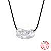 925 Sterling Silver Textured Coffee Bean Pendant Adjustable Black Polyester Cord Necklaces for Women NJEW-H074-03S-2