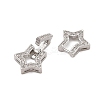 Brass Micro Pave Clear Cubic Zirconia Fold Over Clasps KK-C075-10P-2