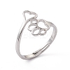Non-Tarnish 201 Stainless Steel Heart & Dog Paw Prints Adjustable Ring for Women RJEW-K238-09P-3