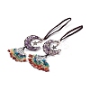 Natural Amethyst Moon with Mixed Gemstone Chips Tassel Pendant Decorations G-L524-07R-A05-1