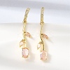 Brass Micro Pave Cubic Zirconia Hoop Earrings CU-CBA108A-14G-06-1
