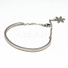 Flower 304 Stainless Steel Bracelets STAS-P035-05-2