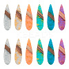 12Pcs 6 Colors Transparent Resin & Walnut Wood Big Pendants RESI-TA0002-73-1