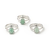 Gemstone Teardrop Adjustable Rings RJEW-G264-01P-2