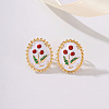 Elegant Alloy Enamel Flower Stud Earrings VA1196-4