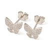 Clear Cubic Zirconia Butterfly Stud Earrings LS-EJEW-G351-01P-1