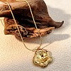 304 Stainless Steel Flower Pendant Necklaces for Women NJEW-U038-01G-1