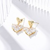 Rack Plating Heart Brass Micro Pave Clear Cubic Zirconia Dangle Stud Earrings EJEW-H147-18G-1
