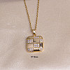 Square 304 Stainless Steel Crystal Rhinestone Pendant Necklaces & Stud Earrings Sets FS-WGB49B1-02-3