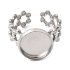 Hollow Flower 304 Stainless Steel Cuff Ring Components STAS-P454-03C-P-2