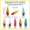 12Pcs 6 Colors Transparent Resin & Walnut Wood Big Pendants RESI-TA0003-45-4