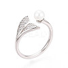Adjustable 925 Sterling Silver with Cubic Zirconia Mermaid Fishtail Ring STER-T008-89P-1