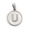 304 Stainless Steel with White Shell Pendants STAS-G268-01U-P-2