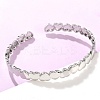 Heart Brass Cuff Bangles for Women BJEW-C144-01B-P-3
