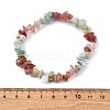 Natural Amazonite & Strawberry Quartz Chip Stretch Bracelets BJEW-JB04490-04-5