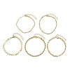 5Pcs 5 Styles Brass Chain Bracelets for Women BJEW-D357-02G-5
