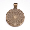 Flat Round Alloy Pendant Cabochon Settings PALLOY-A15654-AB-3