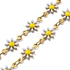 Ion Plating(IP) 304 Stainless Steel Flower Link Chain Necklace with Enamel NJEW-E098-01G-2
