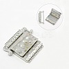 12-Strand Rectangle Alloy Rhinestone Magnetic Clasps PALLOY-A054-P-NF-1