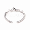 Clear Cubic Zirconia Wave Open Cuff Ring X-RJEW-B028-17P-3