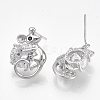 Brass Stud Earrings KK-T038-497P-2