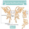 2 Pairs Brass Pave Clear Cubic Zirconia Butterfly Stud Earring Findings KK-BBC0018-66-2