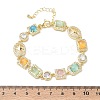 Brass Micro Pave Clear Cubic Zirconia Link Chain Bracelets for Women BJEW-C156-03G-6