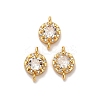 Brass Pave Clear Cubic Zirconia Flat Round Connector Charms KK-H515-10A-G-1