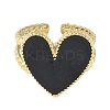 Ion Plating(IP) 304 Stainless Steel Enamel Heart Cuff Finger Rings RJEW-L107-072G-02-2