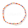 Bohemian Glass Seed Beads & Brass Stretch Bracelets for Women TI8364-8-1