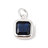 925 Sterling Silver Pave Cubic Zirconia Square Charms with Jump Rings and 925 Stamp STER-D288-05S-03-1