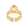 Ion Plating(IP) 304 Stainless Steel Heart Crown Open Cuff Ring for Women RJEW-S405-259G-3