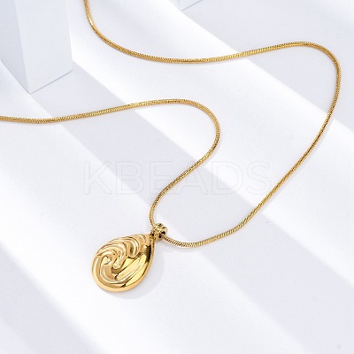 304 Stainless Steel Teardrop Pendant Snake Chain Necklaces NJEW-U026-09G-1
