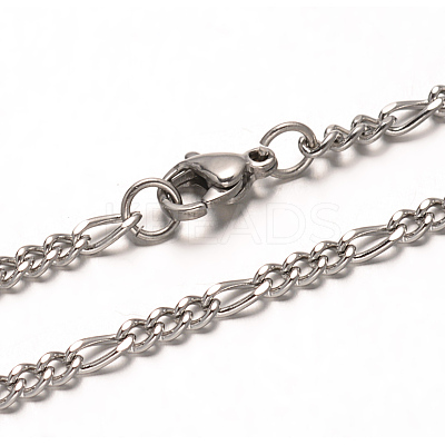 Non-Tarnish 304 Stainless Steel Figaro Chains Necklaces NJEW-L398-03P-1