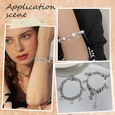Star Iron Chains Charm Bracelets & Zinc Alloy Star Pendant 3 Layered Necklaces for Women SJEW-SC0001-02-1