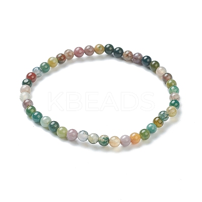 Natural Indian Agate Beaded Stretch Bracelets BJEW-A117-A-46-1