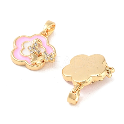 Brass Micro Pave Clear Cubic Zirconia Pendants KK-B102-13G-1