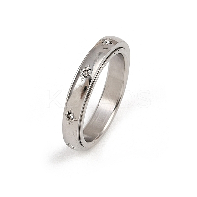 304 Stainless Steel Rhinestone Rotating Finger Rings RJEW-A074-01C-P-1