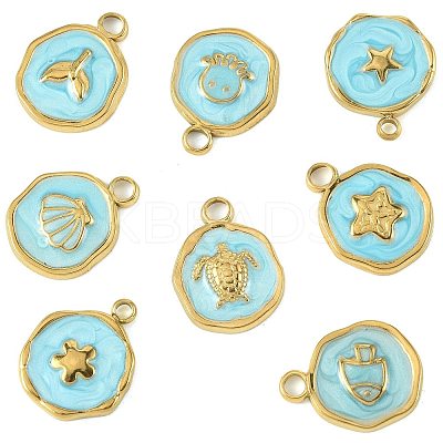 8Pcs 8 Styles Marine Animal 304 Stainless Steel Pendants STAS-FS0002-13-1
