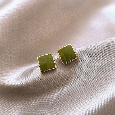 Golden Alloy Enamel Earrings for Women FS-WG85681-52-1