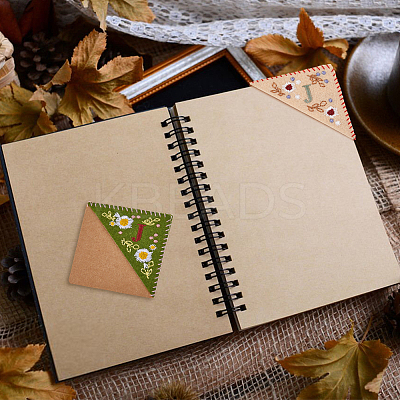 4Pcs 4 Styles Season Theme Non-woven Felt Embroidery Corner Bookmarks FIND-HY0002-47B-1