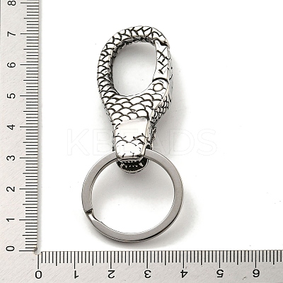 Tibetan Style 316 Surgical Stainless Steel Fittings with 304 Stainless Steel Key Ring FIND-Q101-09AS-04-1