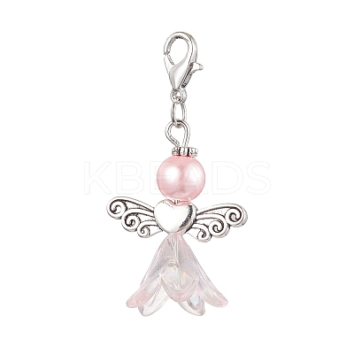 2Pcs 2 Colors Wedding Season Angel Glass Pearl & Acrylic Pendant Decorations HJEW-JM01922-01-1