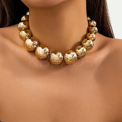 CCB Chunky Bead Ball Iron Chain Necklaces LS-NJEW-K261-04G-1