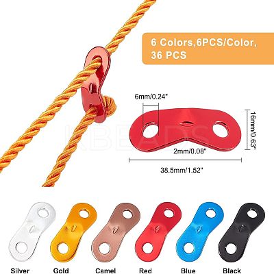 36Pcs 6 Colors Aluminum Alloy Guyline Cord Adjuster AJEW-FH0001-45-1
