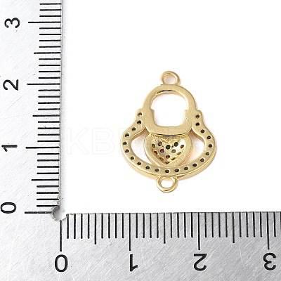 Brass Micro Pave Colorful Cubic Zirconia Heart Handbag Connector Charms KK-A252-21G-1