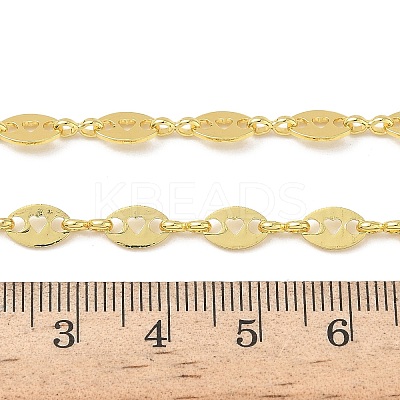 Oval with Hollow Heart Brass Link Chain Necklaces for Women NJEW-K271-06G-1