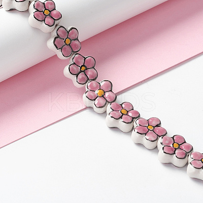 Handmade Porcelain Flower Beads Strands PORC-F003-01F-1