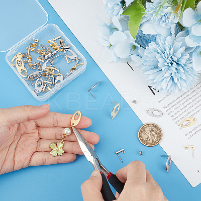 40Pcs 4 Style Rectangle & Oval 304 Stainless Steel Stud Earring Findings STAS-UN0054-35-1