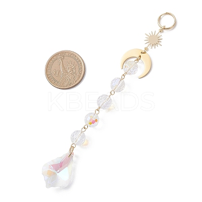 3Pcs Glass Teardrop Round Leaf Hanging Suncatchers Sets HJEW-JM04603-01-1